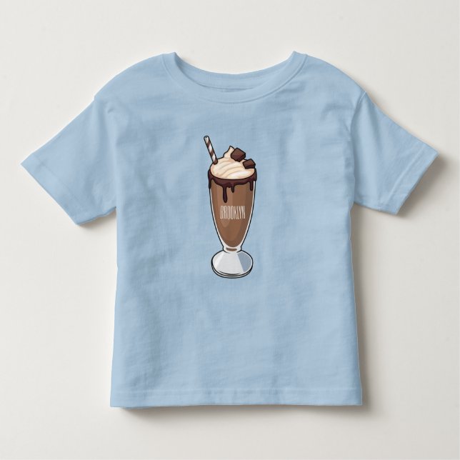 Chokladmjölkskaka tecknad illustration t shirt (Framsida)
