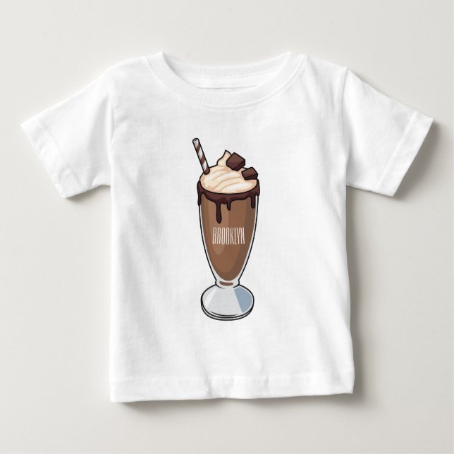 Chokladmjölkskaka tecknad illustration t shirt (Framsida)