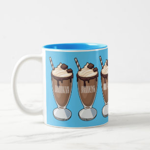 Chokladmjölkskaka tecknad illustration Två-Tonad mugg
