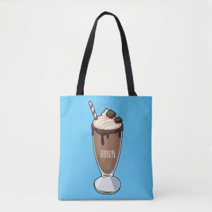 Chokladmjölkskaka tecknad illustration tygkasse