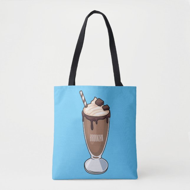 Chokladmjölkskaka tecknad illustration tygkasse (Framsida)