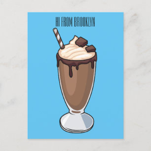 Chokladmjölkskaka tecknad illustration vykort