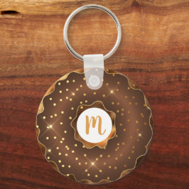 Chokladmunnötglam från guld glitter nyckelring