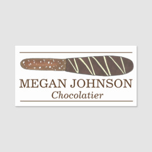 Chokladomslaget Pretzel Stick Chocolatier Candy Namnbricka