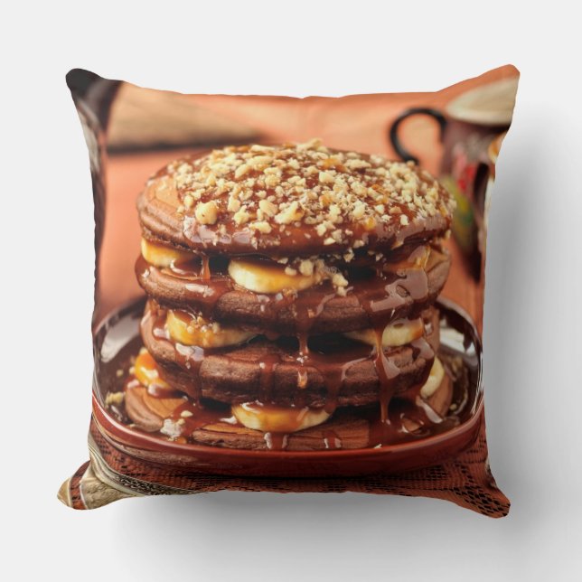 Chokladpannkakor med bananer och Caramel Kudde (Framsida)