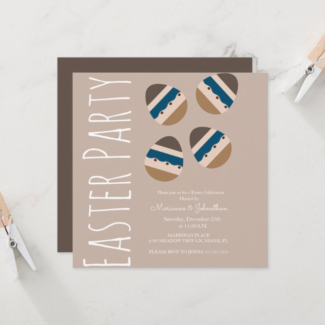 Chokladpåskägg Jordton Fest Kort (Fram/Back In Situ)