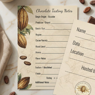 Chokladsmakningsnoteringar Professionellt formatko Inbjudningar