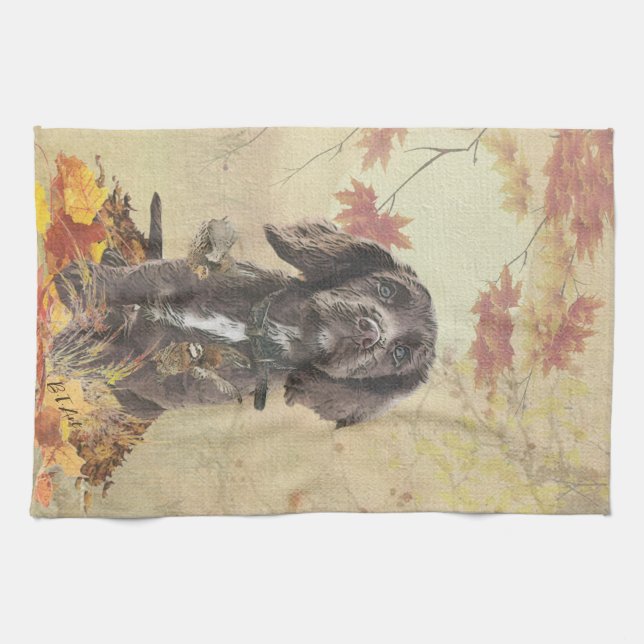 Chokladspaniellvalp Kökshandduk (Horisontell)