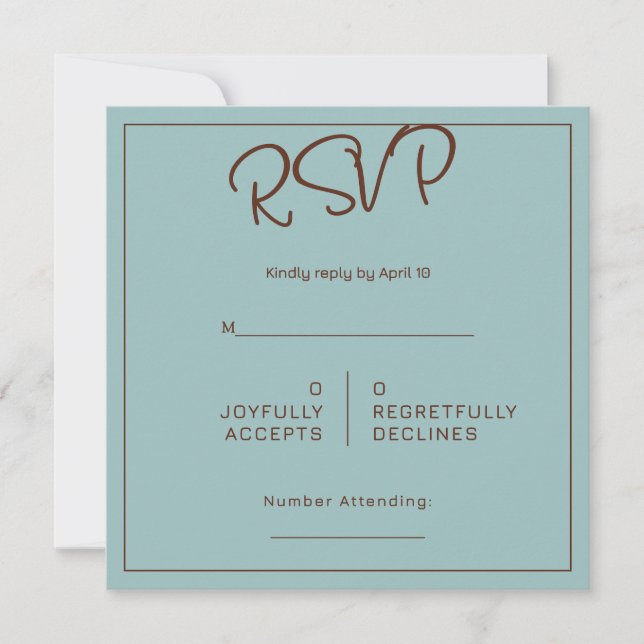 Chokladstämning Minimal Bröllops-RSVP Kort (Framsida)