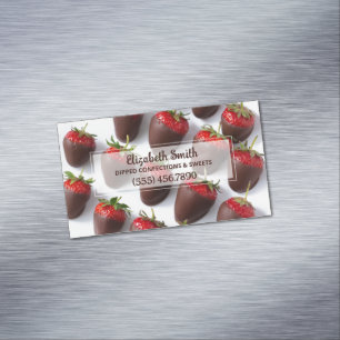 Chokladtäckta jordgubbar magnetiska visitkort