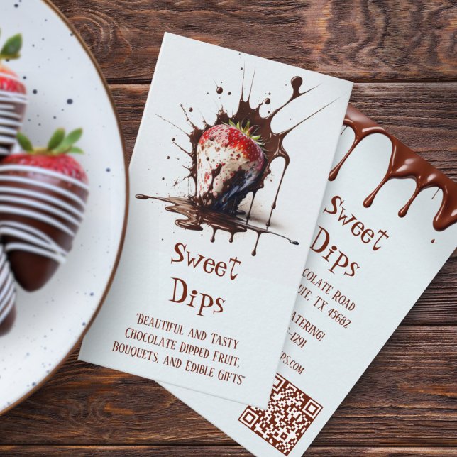 Chokladtäckta jordgubbsdrivmedel visitkort (Chocolate Covered Strawberry Drips Business Card)