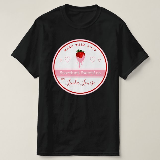 chokladtäckta jordgubbsetiketter T-Shirt (Design framsida)