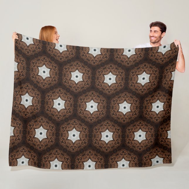 Chokladtårta Brun Hexagon Mönster Fleecefilt (På plats)