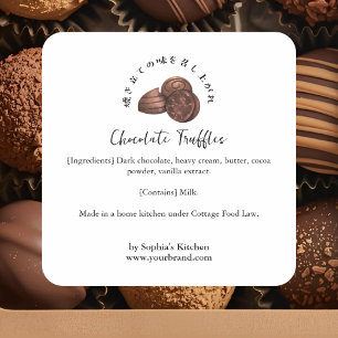 Chokladtrufflar Vattenfärg Bageri Ingrediens Fyrkantigt Klistermärke
