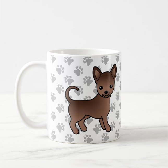 Chokladutjämning Jacka Chihuahua Tecknad hund & Ta Kaffemugg (Vänster)