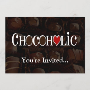Chokoholer, Mörk Brown och Red Heart Funny design Inbjudningar