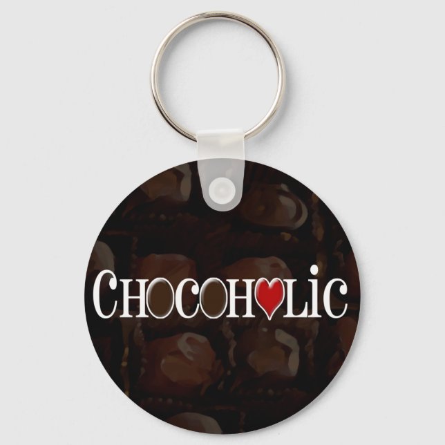 Chokoholer, Mörk Brown och Red Heart Funny design Nyckelring (Framsida)