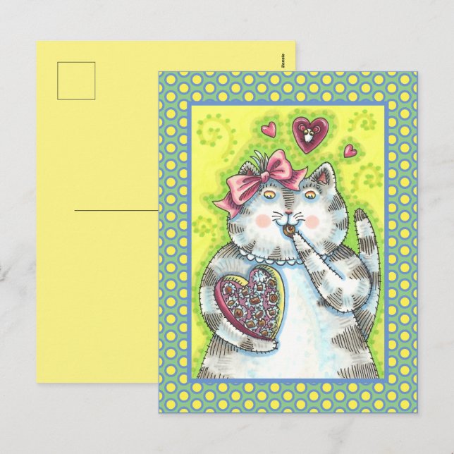 CHOKOLAT FRÅN KITTENS HEMLIGA ADMIRER, VALENTINE HELG VYKORT (Fram/baksida)