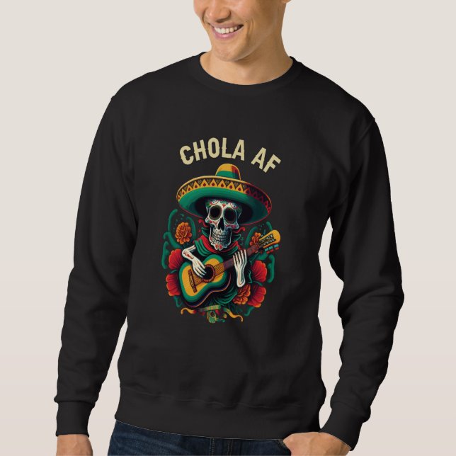 Chola AF Mexican American Pride Latin American Lång Ärmad Tröja (Framsida)