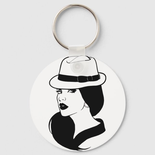 Chola Mexican Latina Girl Womans Ansikte Art Nyckelring (Framsida)