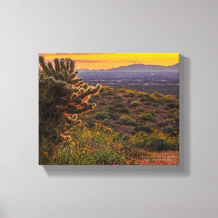 Cholla Cactus Desert Flowers Arizona Sunset 8 x 10 Canvastryck