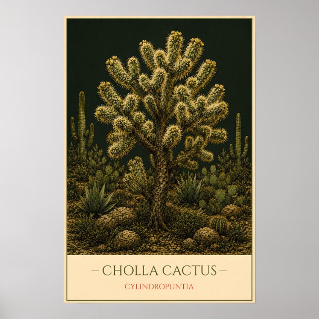 Cholla Cactus – Vintage Botanical Illustration Poster (Framsidan)