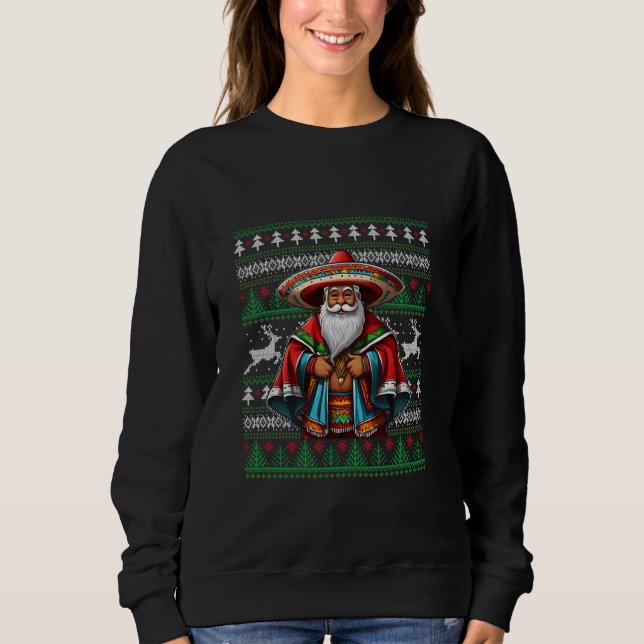 Cholo Claus - Ugly jul Sweater - Mexikanska San T Shirt (Framsida)