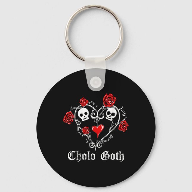 Cholo Goth Heart Skull Ro Thorns Gothic Tattoo Nyckelring (Framsida)