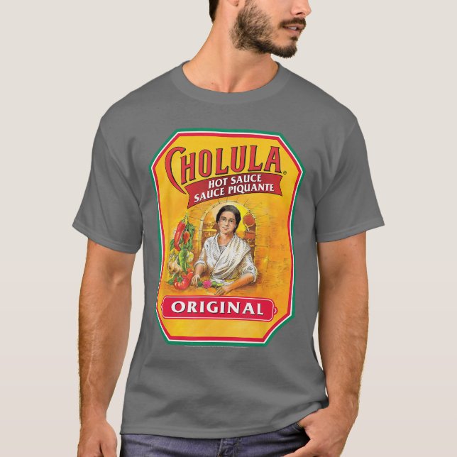 Cholula Hot Sauce Bottle Lable Casual Costume Food T Shirt (Framsida)