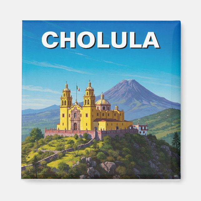 Cholula Mexico Travel Magnet (Framsidan)
