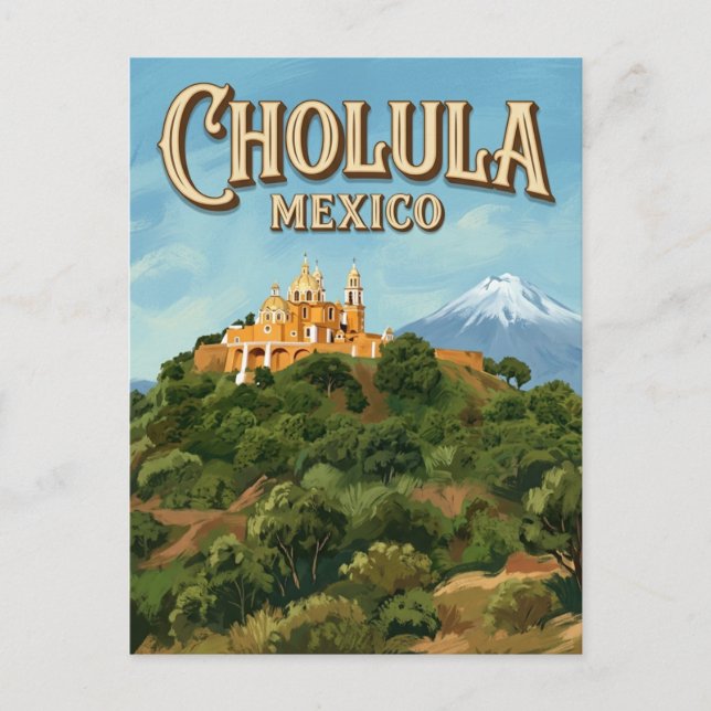 Cholula stora pyramid Mexiko Vykort (Framsida)