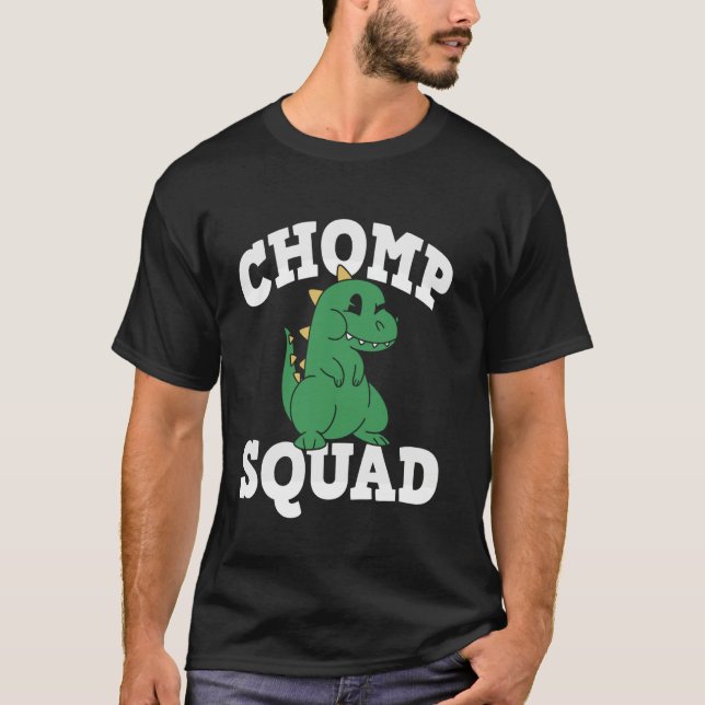 Chomp Squad Dinosaur Dino Birthday T Shirt (Framsida)