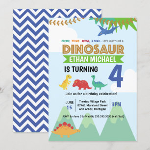 Chomp Stomp Growl Kids (alla åldrar) Dinosaurie fö Inbjudningar