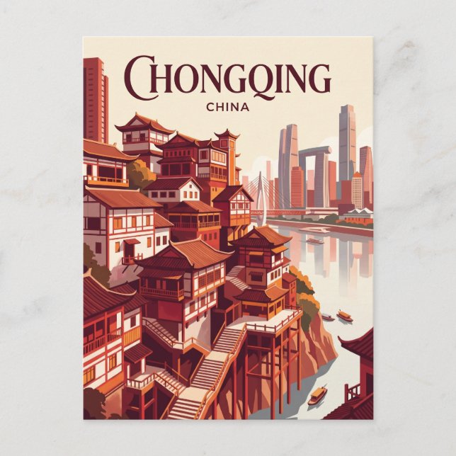 Chongqing Kina Vykort (Framsida)