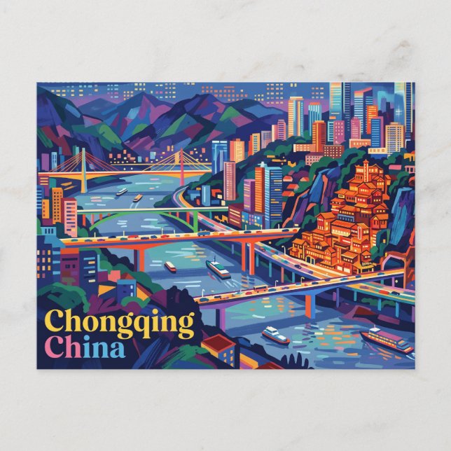 Chongqing Kina Vykort (Framsida)