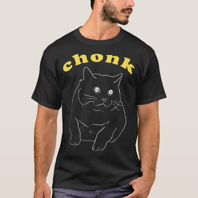 Chonk Aesthetic Cute Graphic Tjock Thicc Cat Memin T Shirt (Framsida)