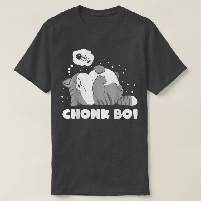 Chonk Boi Lazy sömnig Cat Funny memes design  T Shirt (Design framsida)