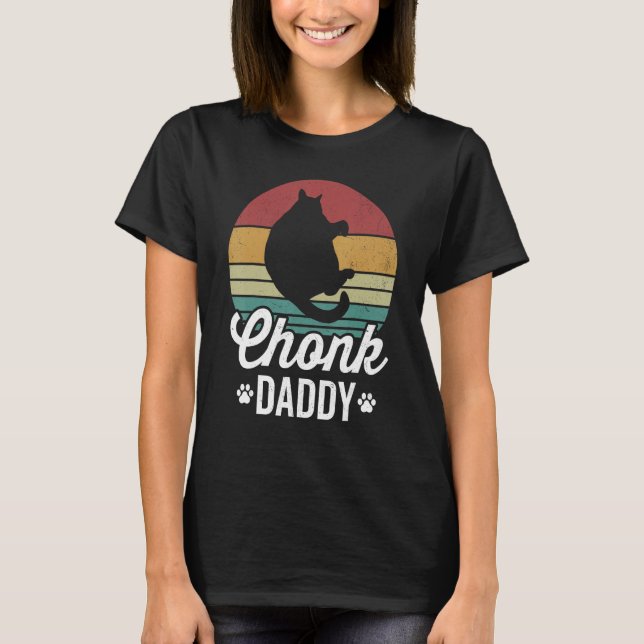 Chonk cat daddy fat cat owner retro sunset eightie t shirt (Framsida)