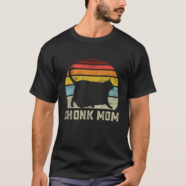 Chonk Cat Mamma  Meme Funny Retro Stil Mamma C T Shirt (Framsida)