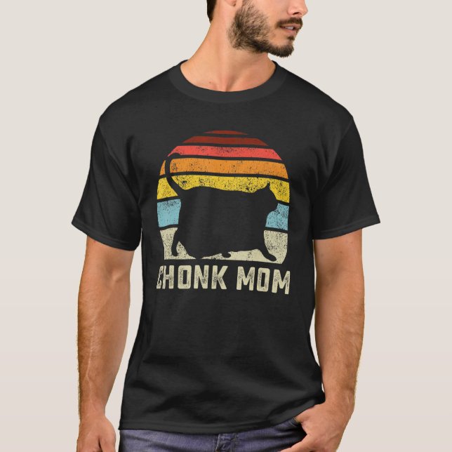 Chonk Cat Mamma  Meme Funny Retro Stil Mamma C T Shirt (Framsida)
