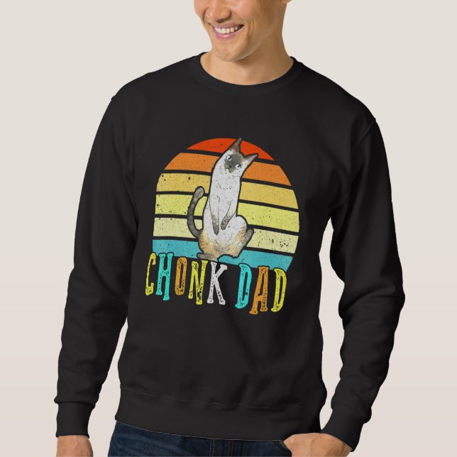 Chonk Cat Pappa Meme Retro pappa Cats Memores Lång Ärmad Tröja (Framsida)