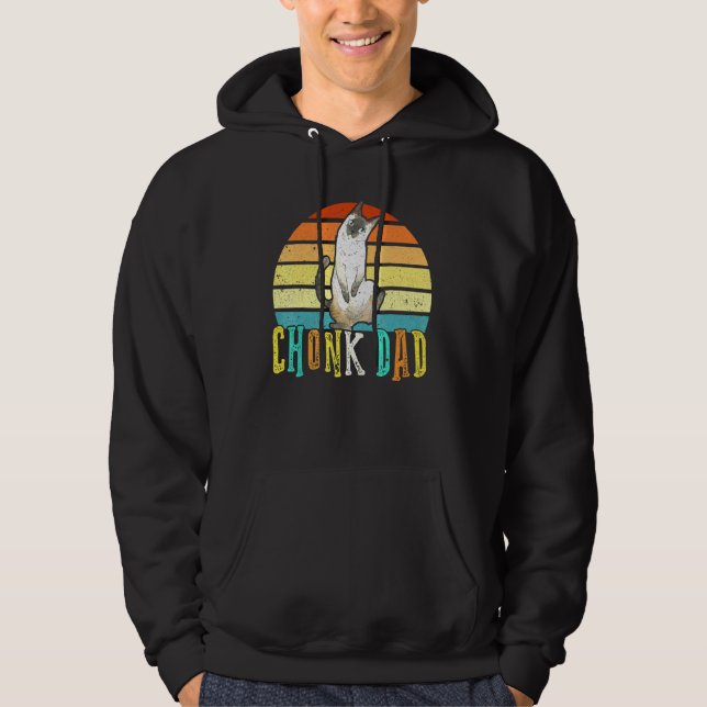 Chonk Cat Pappa Meme Retro Stil pappa Cats Memores Hoodie (Framsida)