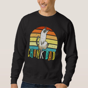 Chonk Cat Pappa Meme Retro Stil pappa Cats Memores Lång Ärmad Tröja