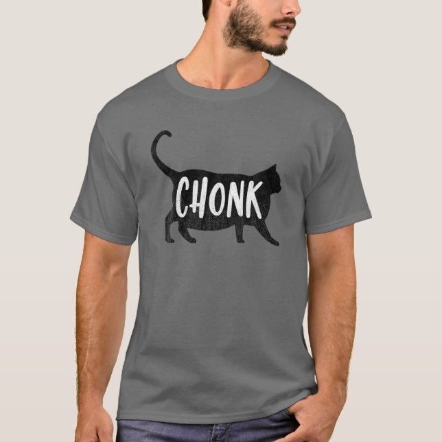Chonk - enkelt Retro-finstilt Tjock-kattnummer T Shirt (Framsida)