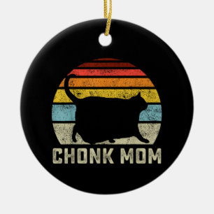 Chonk Katt Mamma Skala Meme Rolig Retro Stil Mamma Julgransprydnad Keramik