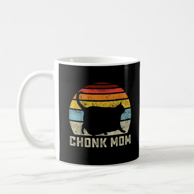 Chonk Katt Mamma Skala Meme Rolig Retro Stil Mamma Kaffemugg (Vänster)