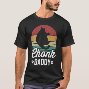 Chonk kattpappa fet katt ägare retro solnedgång åt t shirt