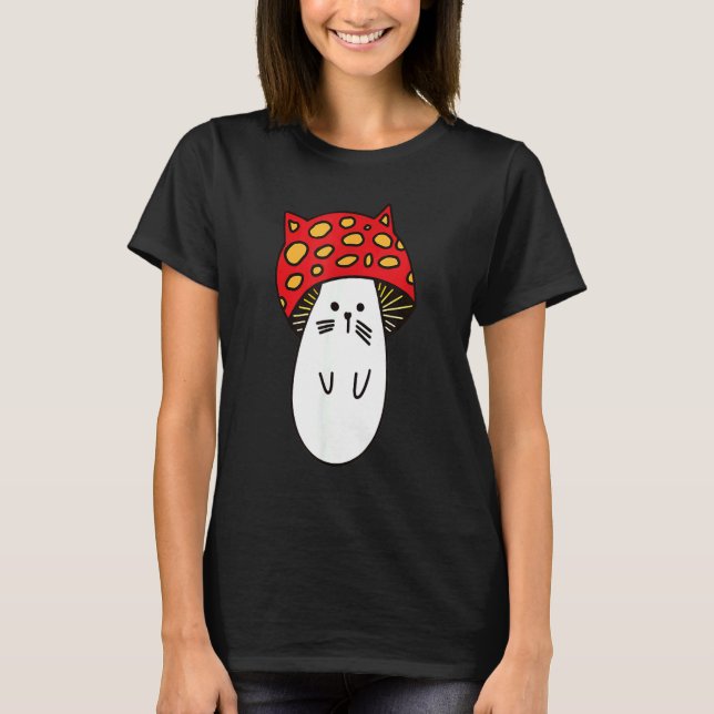Chonk Kitty Söt Liten Mushi Kitty Liten Mushroo T Shirt (Framsida)