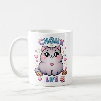 CHONK LIFE CAT - Kawaii Stil Cat Design Kaffemugg