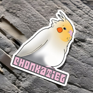 Chonkatiel Funny Cockatiel Cute Fluffy Pudgy Bird Klistermärken
